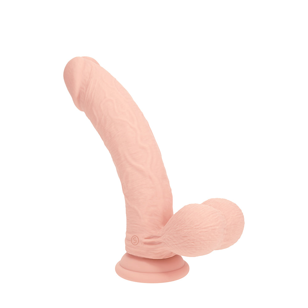 Realrock Realistic Dual Density Vibrating Silicone Dildo with Weighted Balls – Beige