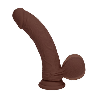 Realrock Dual Density Vibrating Silicone Dildo with Weighted Balls 8 in. Brown
