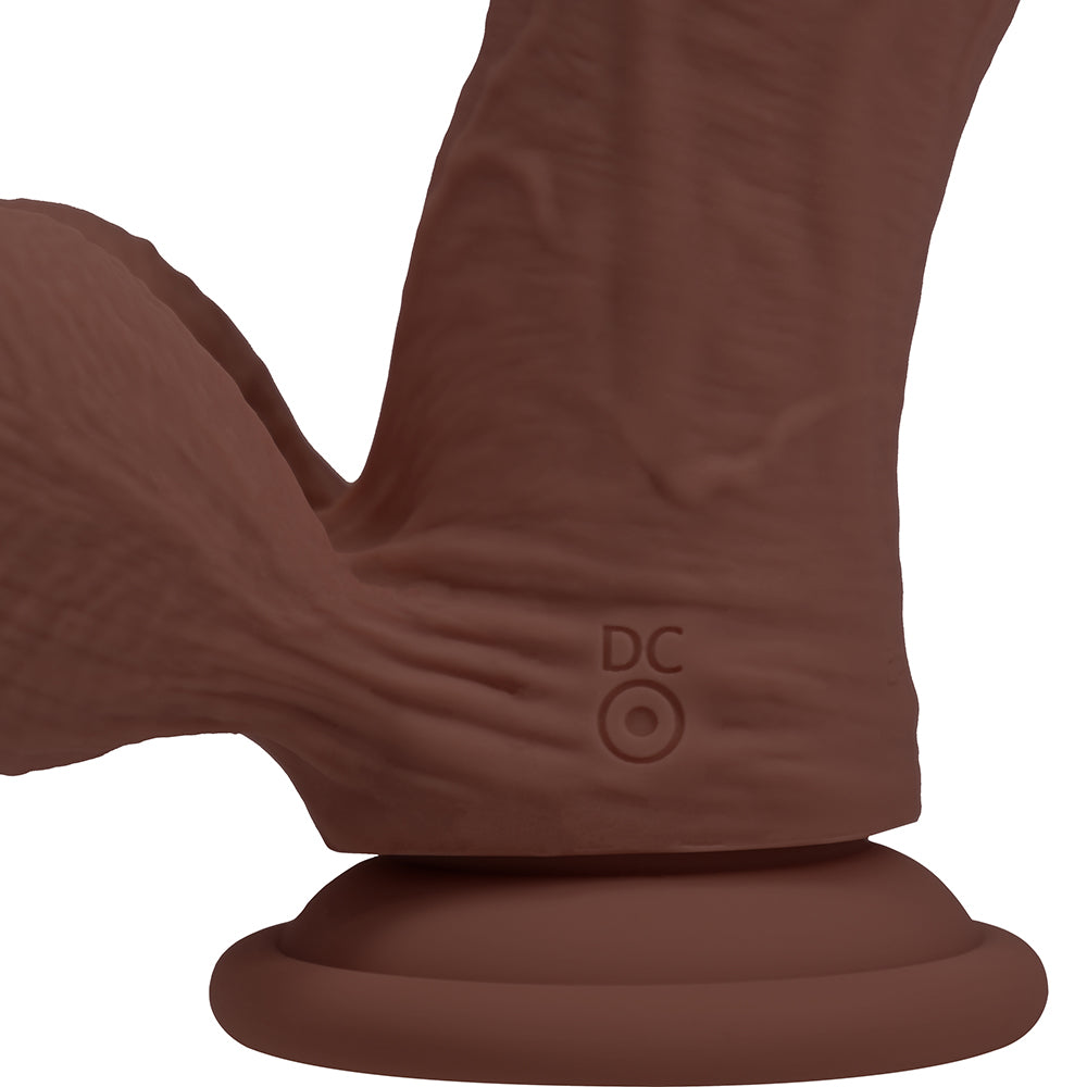 Realrock Dual Density Vibrating Silicone Dildo with Weighted Balls 8 in. Brown