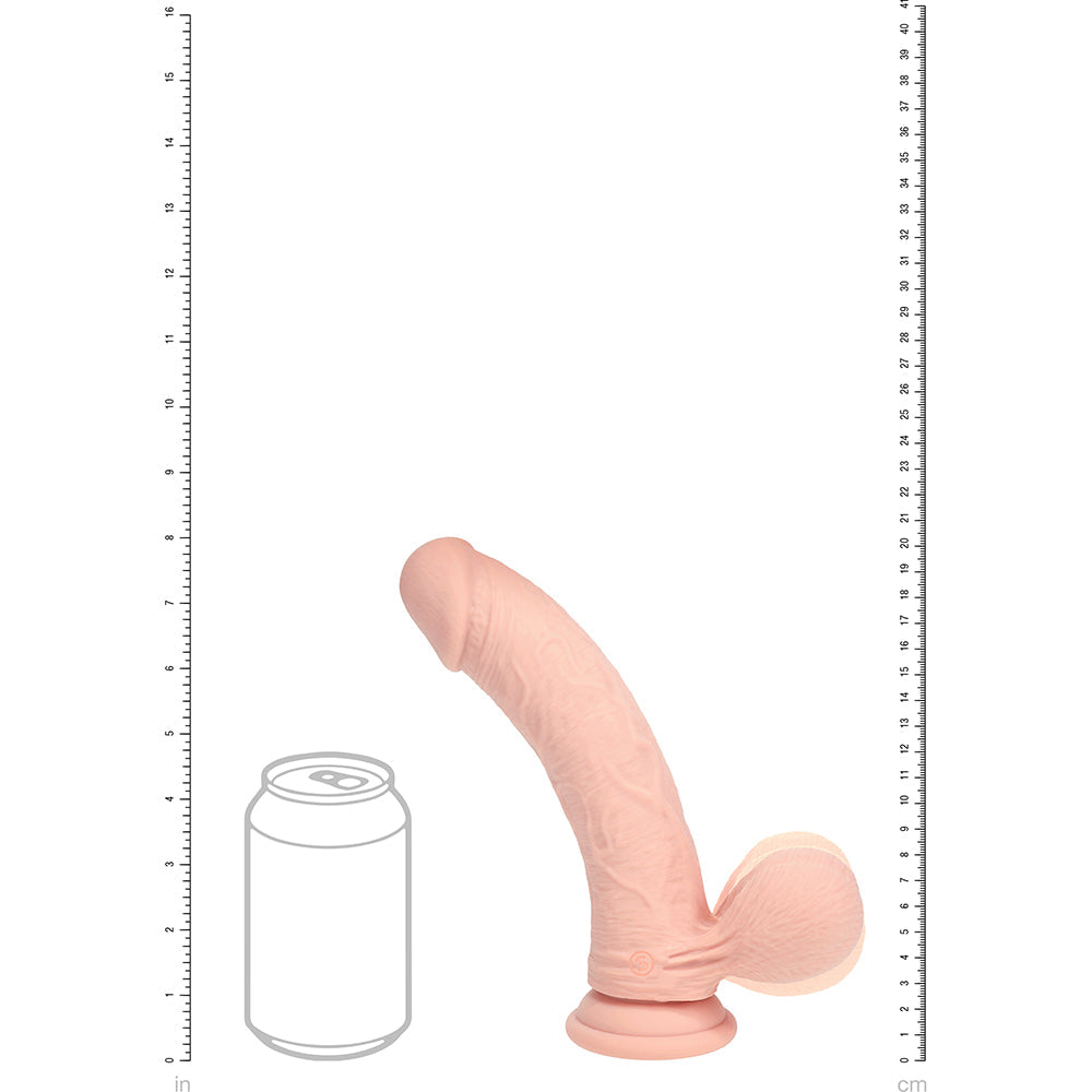 Realrock Realistic Dual Density Silicone Dildo with Weighted Balls 8 in. Beige