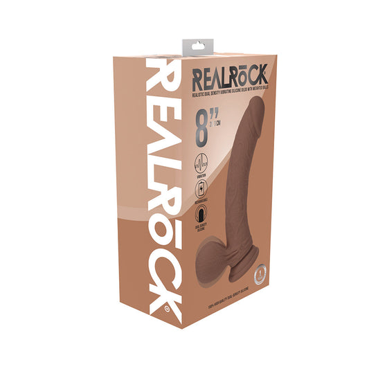 Realrock Realistic Dual Density Silicone Dildo with Weighted Balls – Tan