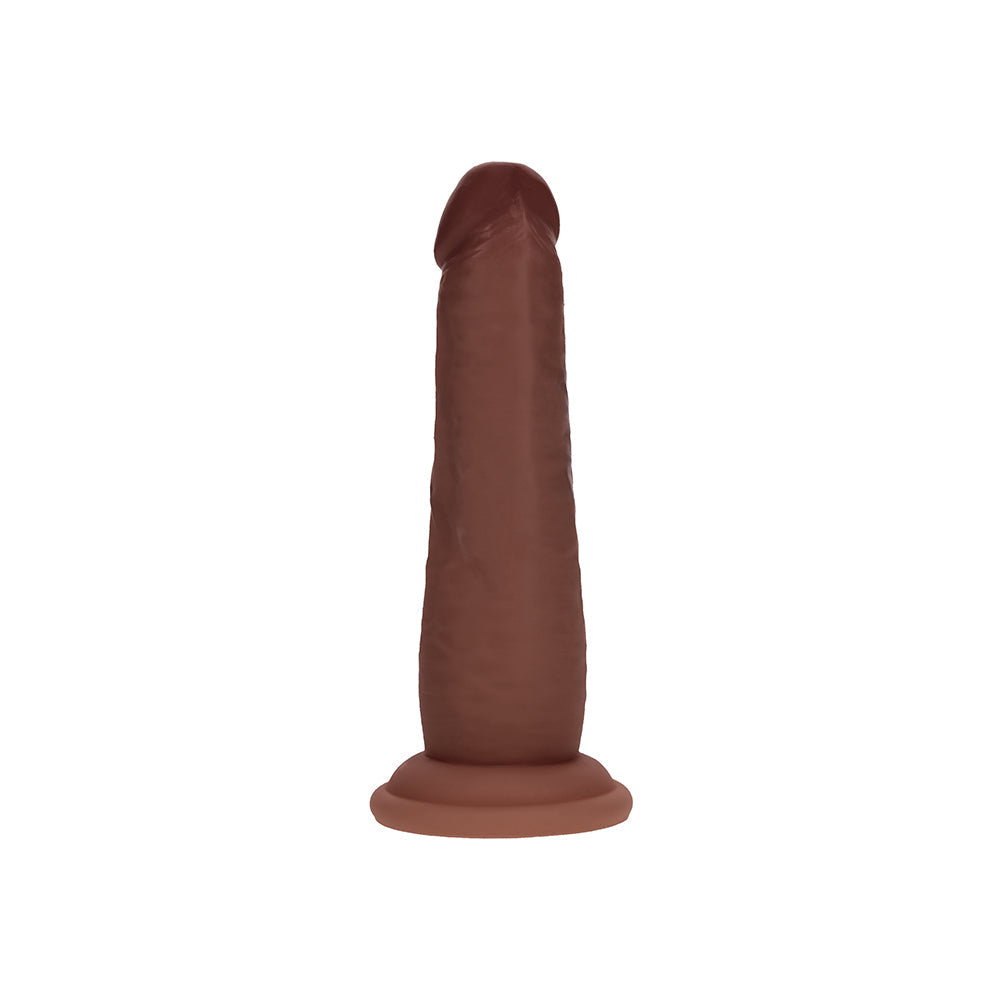 Realrock Sliding Skin Dual Density Silicone Dildo – Brown – 6 in.