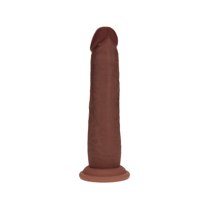 Realrock Sliding Skin Dual Density Silicone Dildo 7 in. Brown