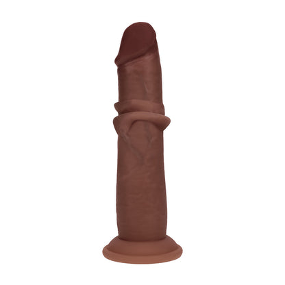 Realrock Sliding Skin Dual Density Silicone Dildo 8 in. Brown