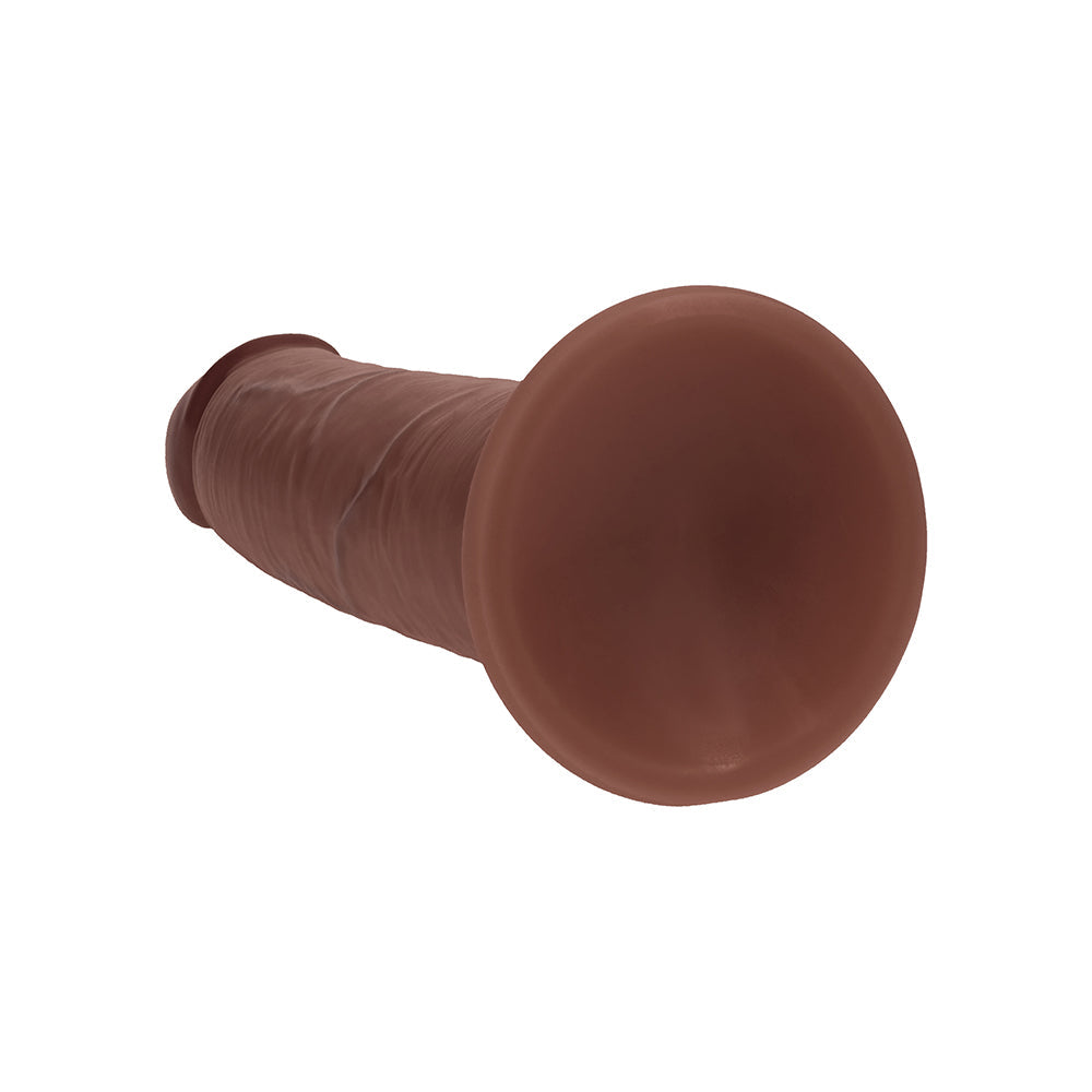 Realrock Sliding Skin Dual Density Silicone Dildo 8 in. Brown