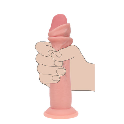 Realrock Sliding Skin Dual Density Silicone Dildo 8 in. Beige - Realistic Design with Comfort Features