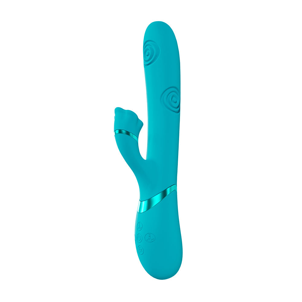 VIVE Fiore Rechargeable G-Spot Air Wave and Tapping Flared Clit Stimulator – Blue