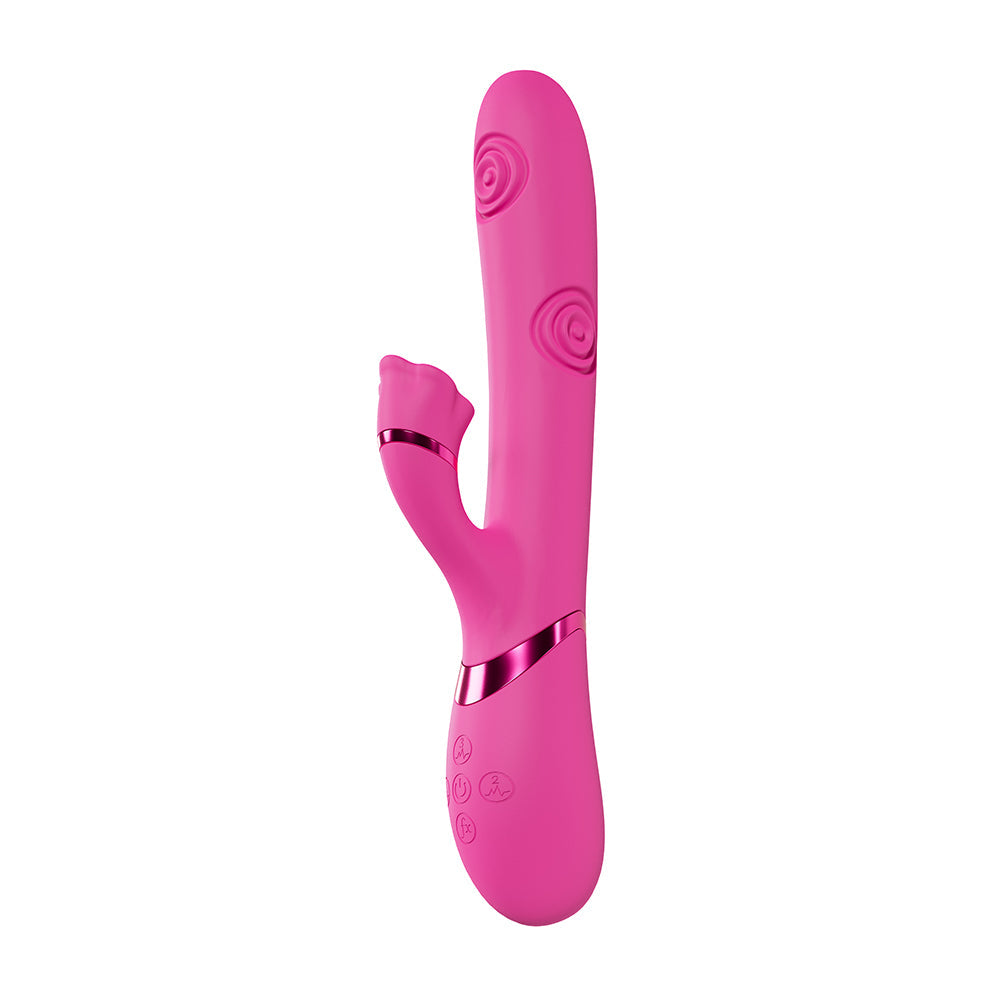 VIVE Fiore Rechargeable G-Spot Air Wave and Tapping Clit Stimulator – Hot Pink