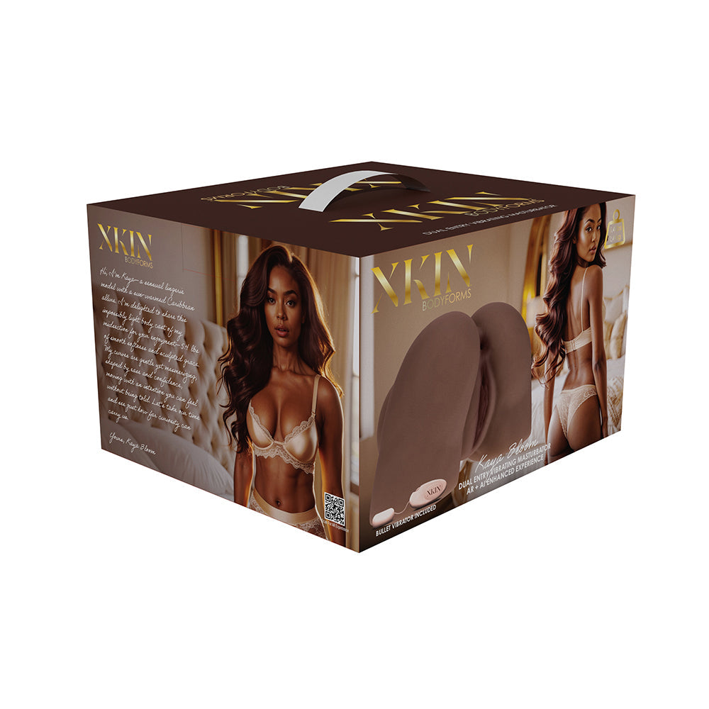 Xkin Kaya Bloom Dual Entry Vibrating Masturbator – Brown