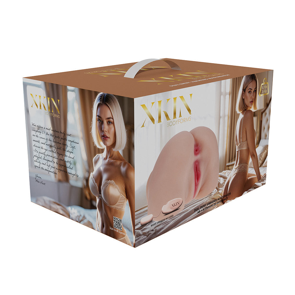 Xkin Bodyforms Mia Hart Dual Entry Vibrating Masturbator – Beige