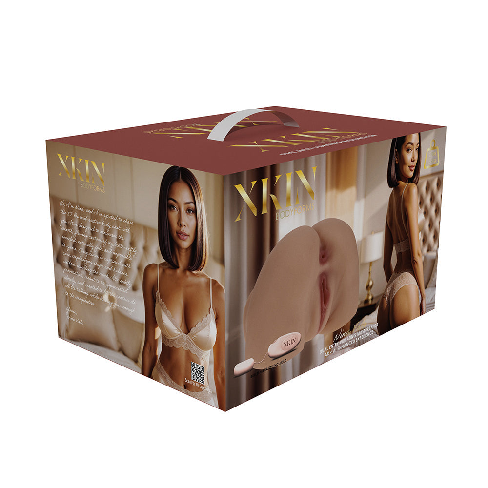 Xkin Bodyforms Nina Vale Dual Entry Vibrating Masturbator – Tan