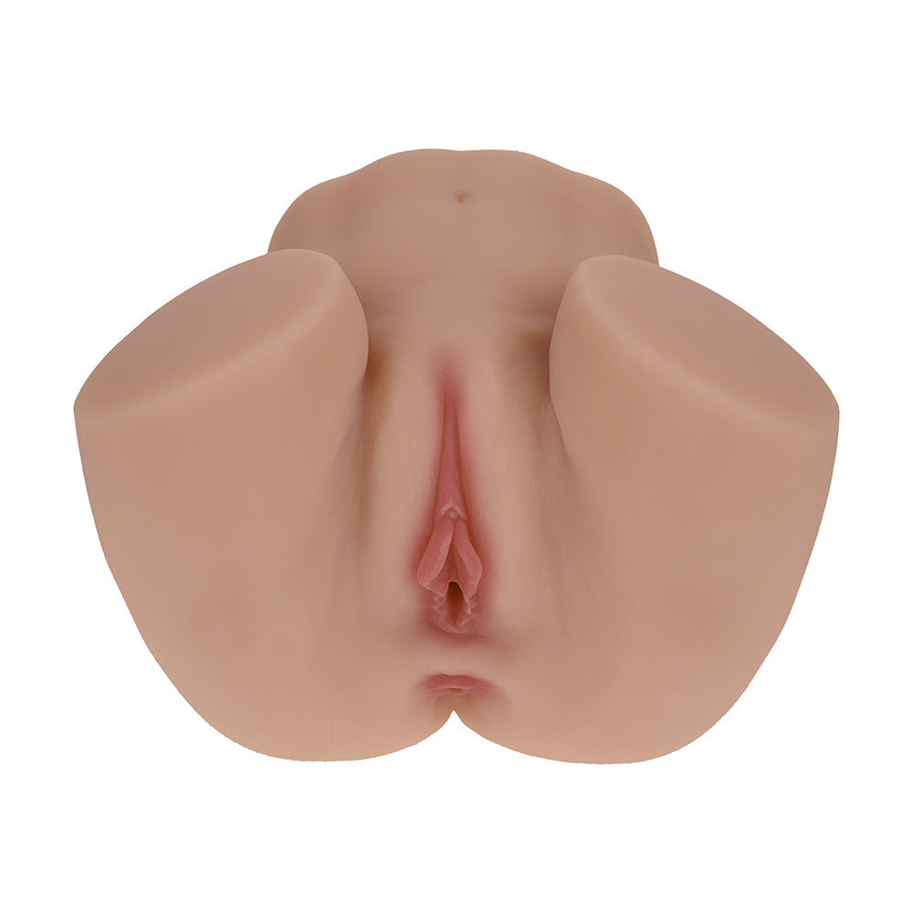 Xkin Bodyforms Nina Vale Dual Entry Vibrating Masturbator – Tan