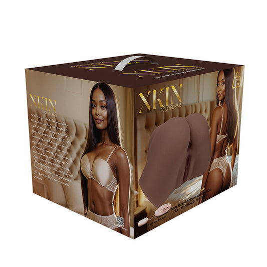 Xkin Bodyforms Layla Love Dual Entry Vibrating Masturbator – Brown