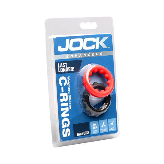 JOCK Enhancers Weighted Silicone C-Ring Set – Red and Black