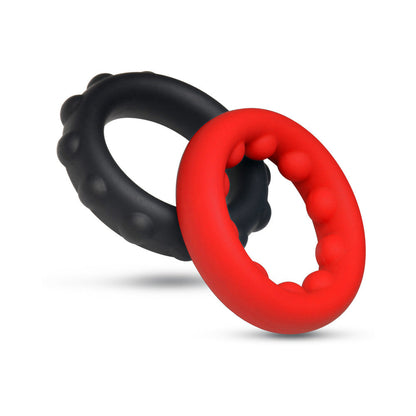 JOCK Enhancers Weighted Silicone C-Ring Set – Red and Black