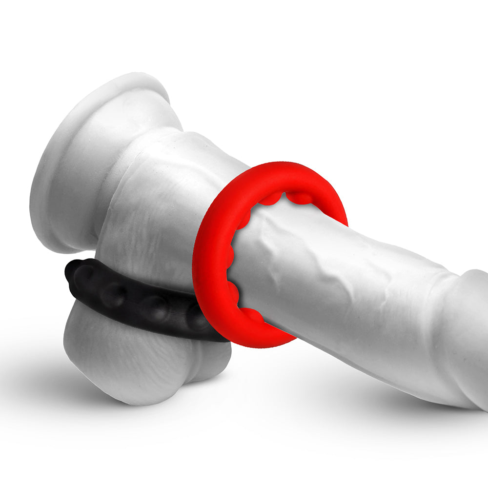 JOCK Enhancers Weighted Silicone C-Ring Set – Red and Black