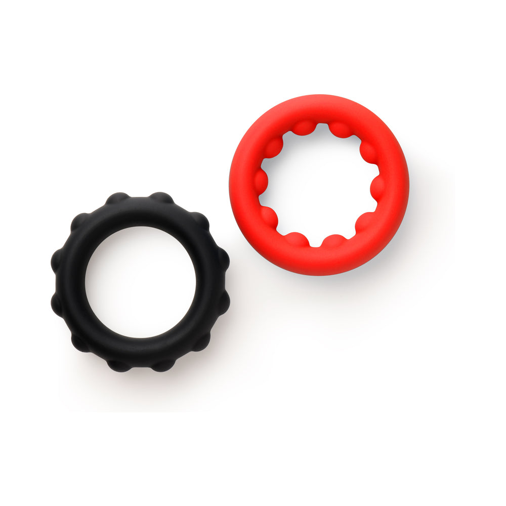 JOCK Enhancers Weighted Silicone C-Ring Set – Red and Black