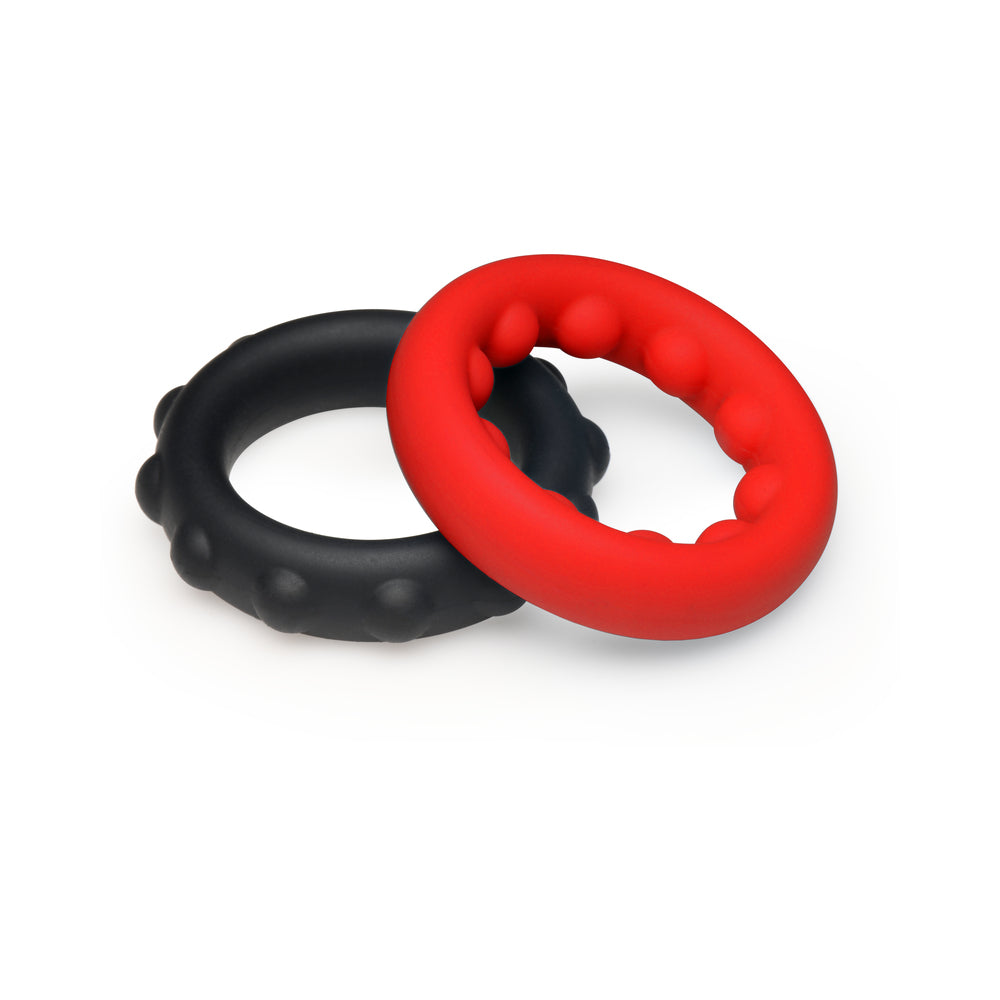 JOCK Enhancers Weighted Silicone C-Ring Set – Red and Black