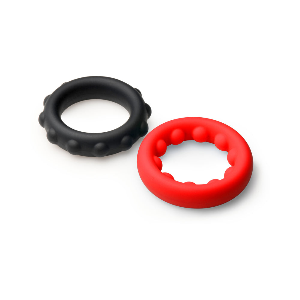 JOCK Enhancers Weighted Silicone C-Ring Set – Red and Black