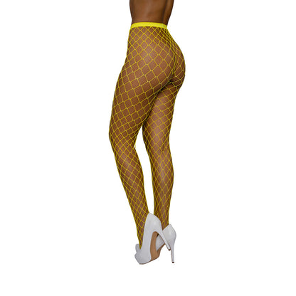 Dreamgirl High-Waist Fence Net Pantyhose – Yellow