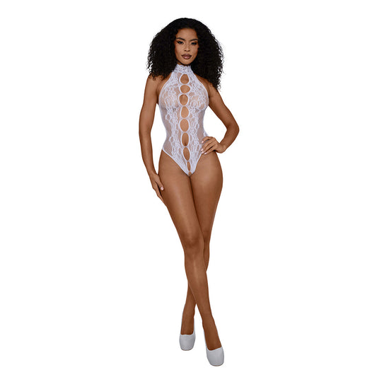 Dreamgirl Crotchless Peek-A-Boo Madame Teddy – White