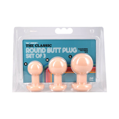 Doc Johnson Classic Round Butt Plug Cream 3-Piece Set - Graduated Sizes - Vanilla