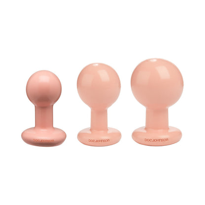 Doc Johnson Classic Round Butt Plug Cream 3-Piece Set - Graduated Sizes - Vanilla