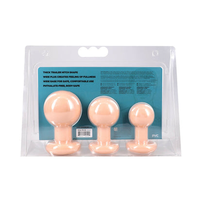 Doc Johnson Classic Round Butt Plug Cream 3-Piece Set - Graduated Sizes - Vanilla