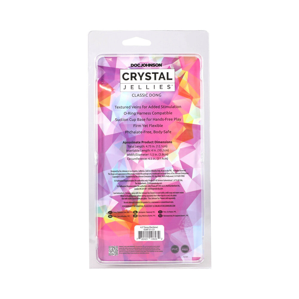 Doc Johnson Crystal Jellies 4.5 in. Dong – Multi-Color, Flexible Design