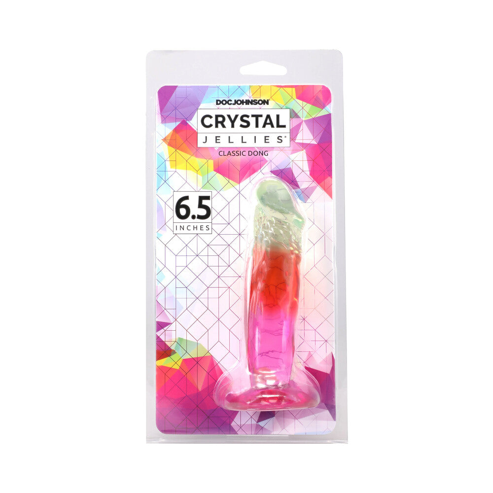 Doc Johnson Crystal Jellies 6.5 in. Dong – Multi-Color, Flexible, Textured