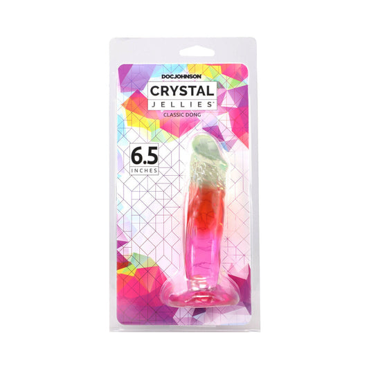 Doc Johnson Crystal Jellies 6.5 in. Dong – Multi-Color, Flexible, Textured