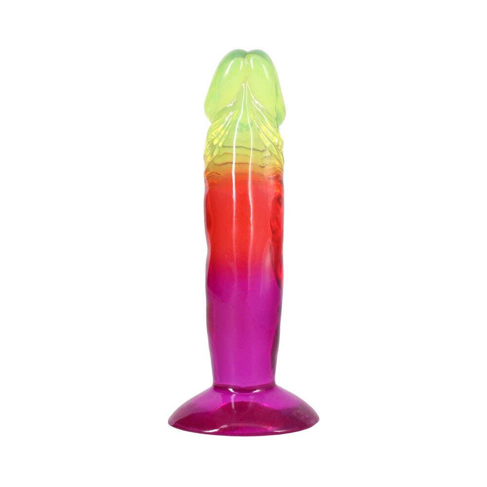 Doc Johnson Crystal Jellies 6.5 in. Dong – Multi-Color, Flexible, Textured