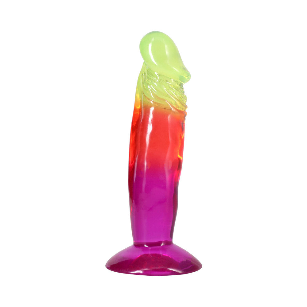 Doc Johnson Crystal Jellies 6.5 in. Dong – Multi-Color, Flexible, Textured