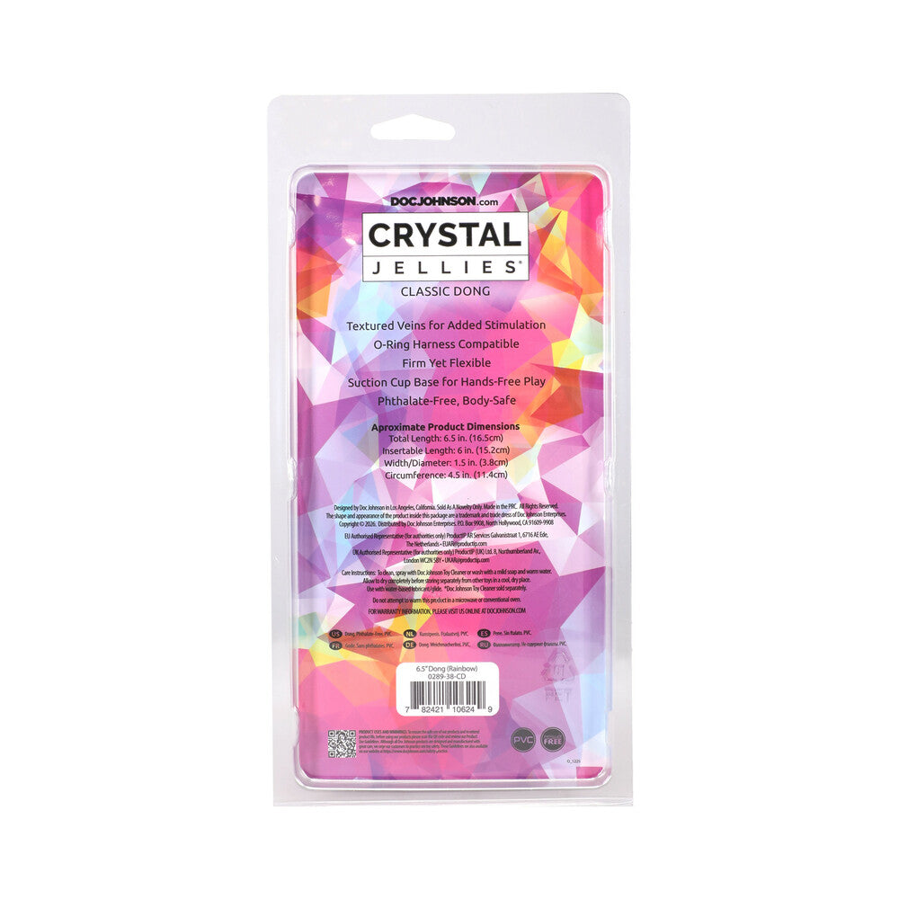 Doc Johnson Crystal Jellies 6.5 in. Dong – Multi-Color, Flexible, Textured