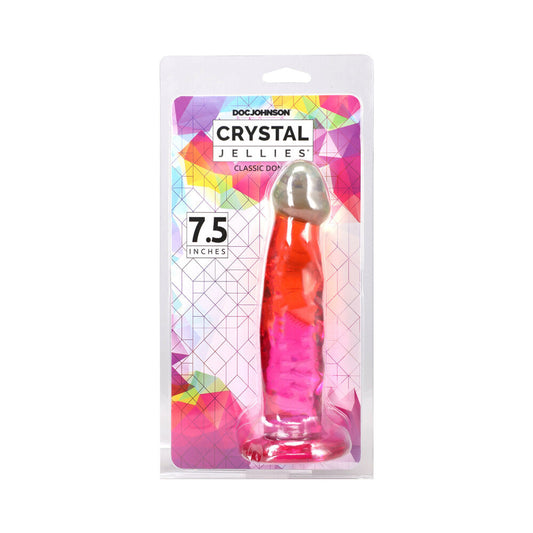 Doc Johnson Crystal Jellies 7.5 in. Dong with Suction Cup Base – Multi-Color