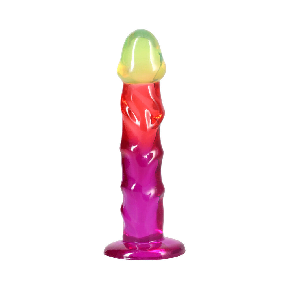 Doc Johnson Crystal Jellies 7.5 in. Dong with Suction Cup Base – Multi-Color