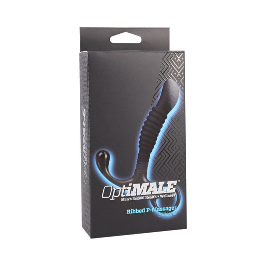 OptiMALE Ribbed Silicone P-Massager – Prostate Massager – Black