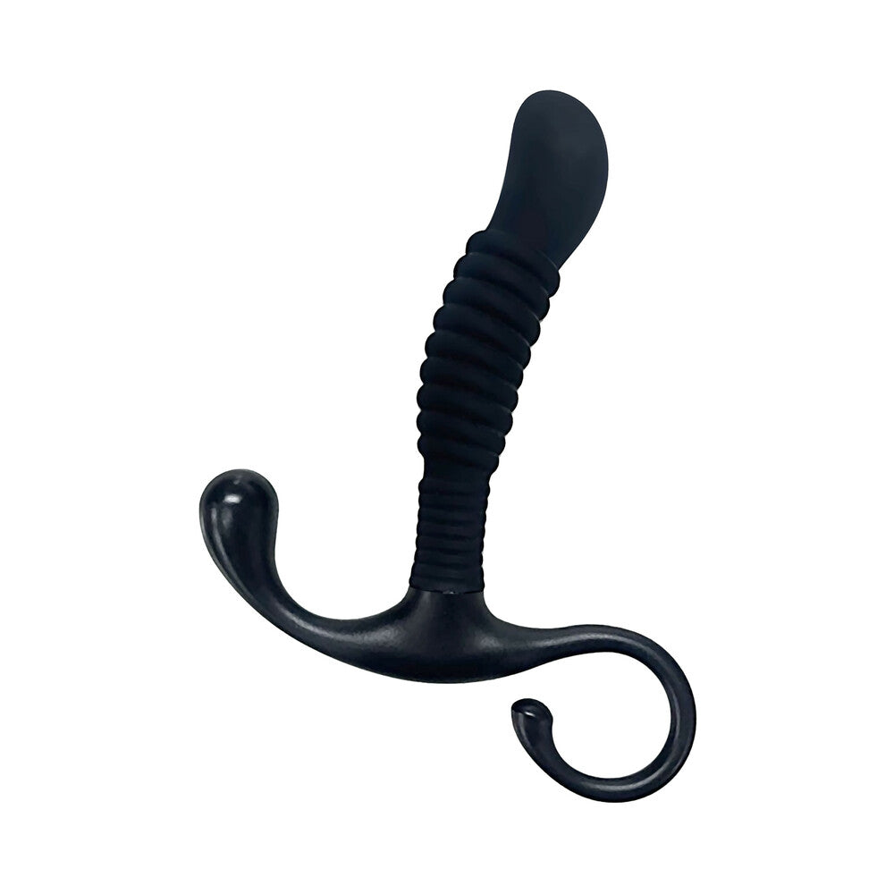 OptiMALE Ribbed Silicone P-Massager – Prostate Massager – Black