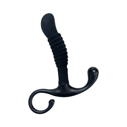 OptiMALE Ribbed Silicone P-Massager – Prostate Massager – Black