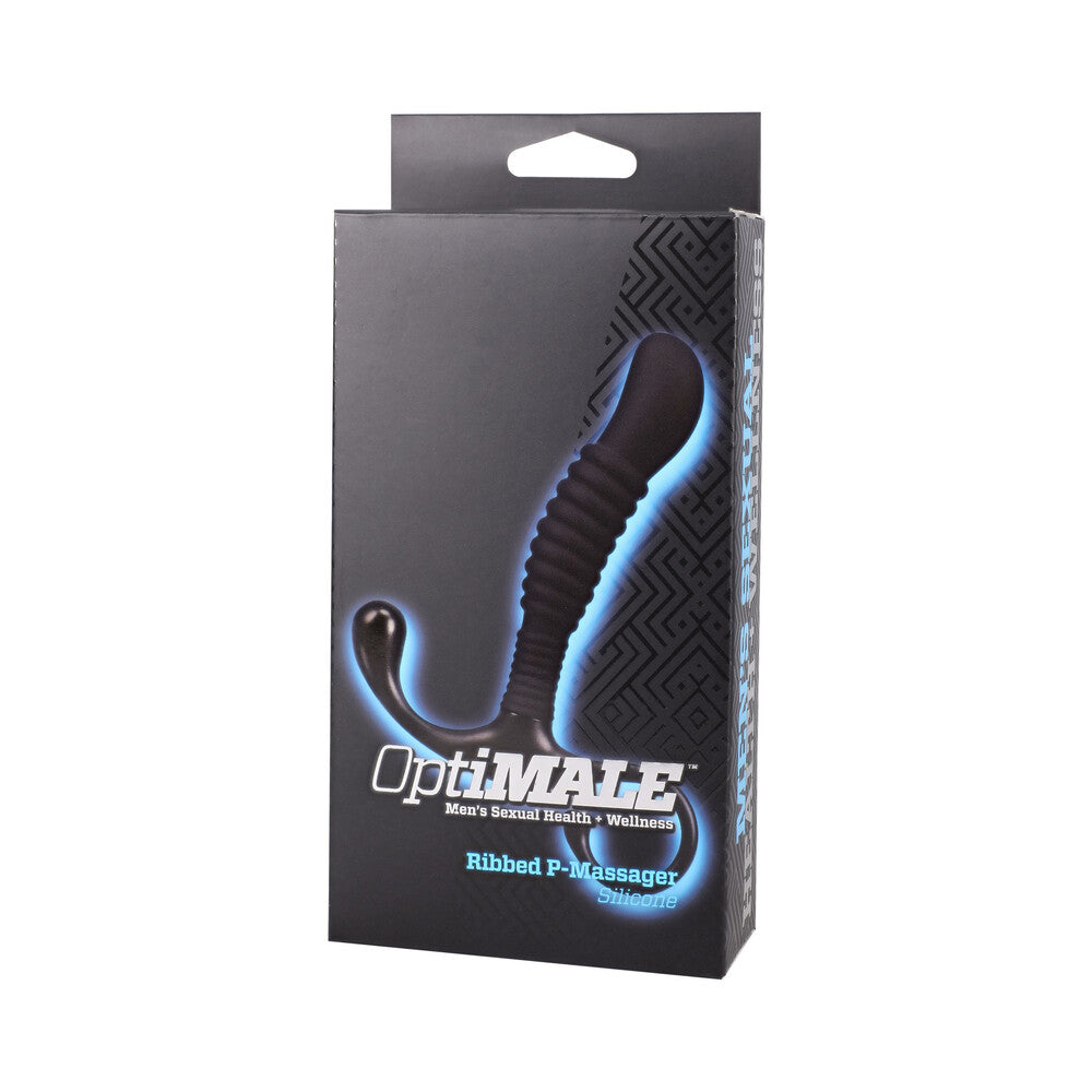 OptiMALE Ribbed Silicone P-Massager – Prostate Massager – Black