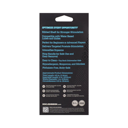 OptiMALE Ribbed Silicone P-Massager – Prostate Massager – Black