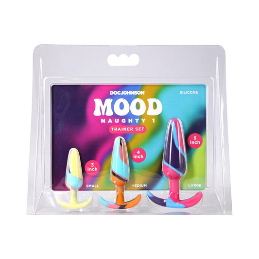Doc Johnson Mood Naughty 1 Kaleidoscope Trainer Set – Multi-Colored Butt Plugs