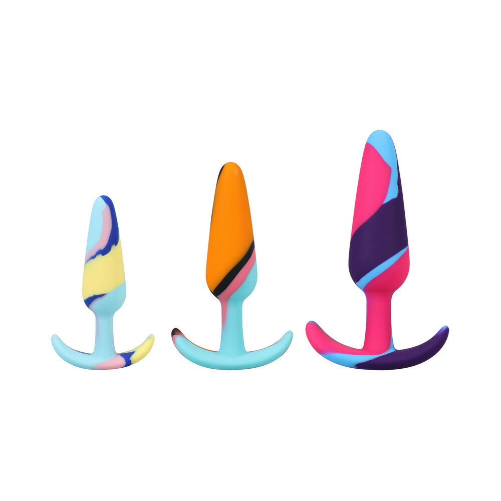 Doc Johnson Mood Naughty 1 Kaleidoscope Trainer Set – Multi-Colored Butt Plugs