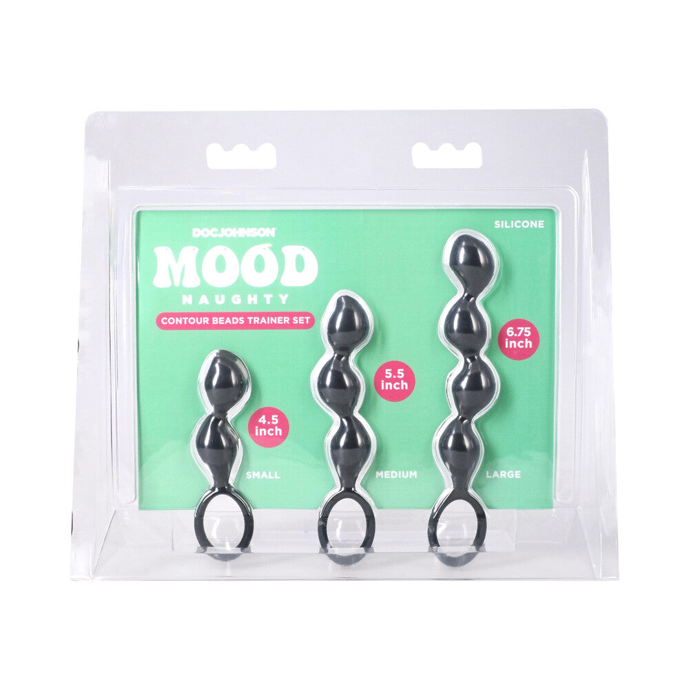 Mood Naughty Contour Beads Trainer Set – Black – Graduated Anal Training