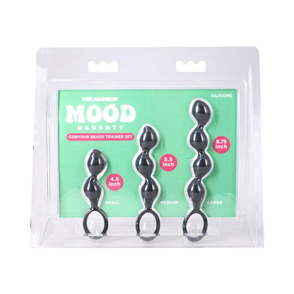 Mood Naughty Contour Beads Trainer Set – Black – Graduated Anal Training