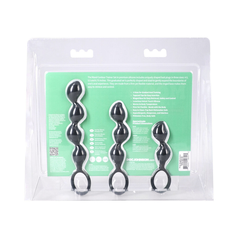 Mood Naughty Contour Beads Trainer Set – Black – Graduated Anal Training