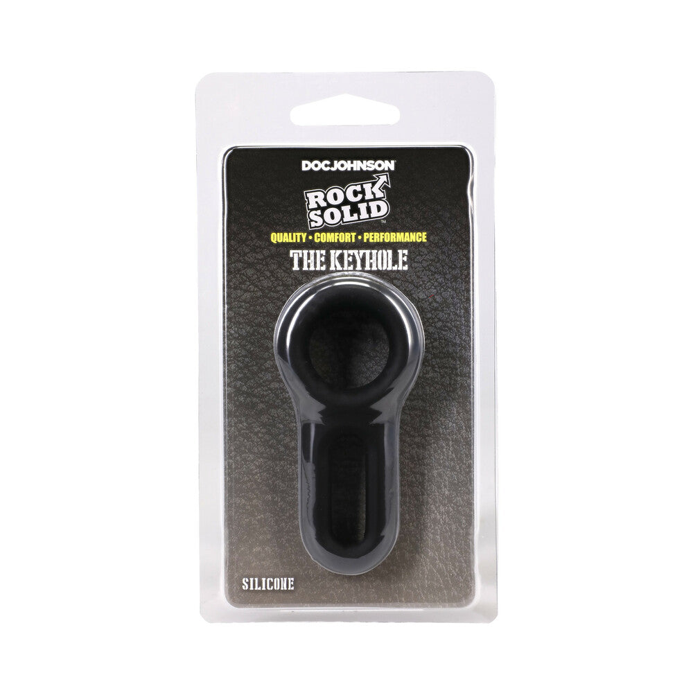Rock Solid The Keyhole Silicone C-Ring – Black – Delays Ejaculation and Prolongs Erection