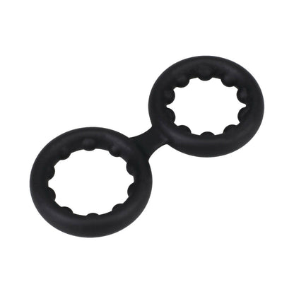 Rock Solid Silicone Double Stamina Ring with Metal Beads – Black