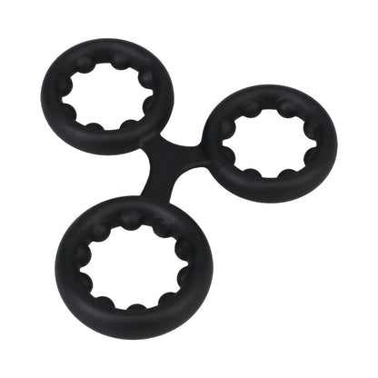 Rock Solid Silicone Triple Stamina Ring with Metal Beads – Black