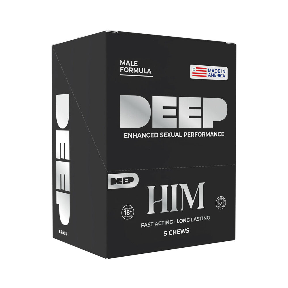 Doc Johnson DEEP Him Chews – Chewable Libido Support Tablets – 5/Card 6-Pack Display